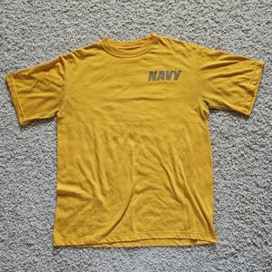 MJ Soffe US NAVY Yellow Tee Shirt Reflective Lettering Made In USA Size …